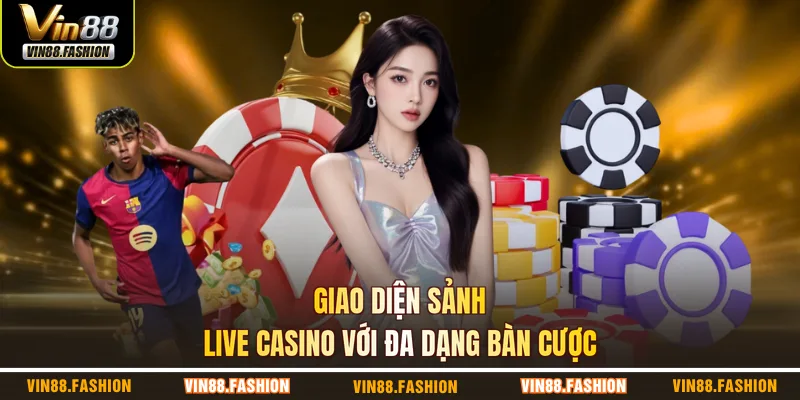 Giao diện sảnh live casino với đa dạng bàn cược